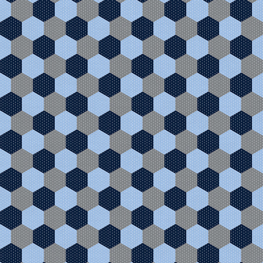 Hexagons - Blue/Grey