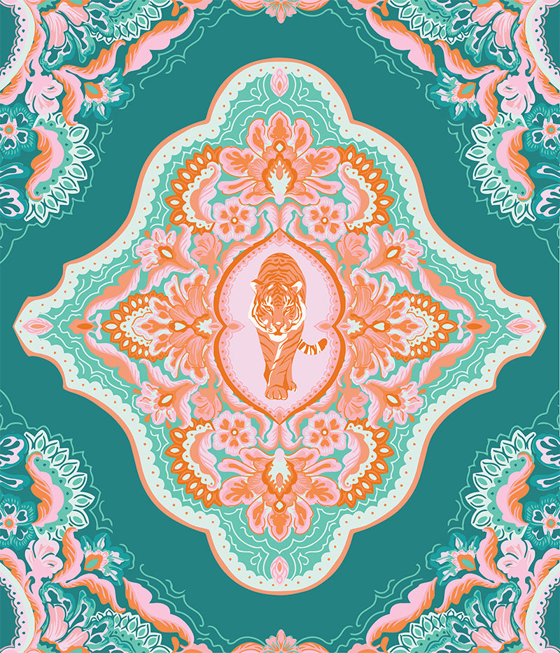 Tiger Panel - Teal/Orange