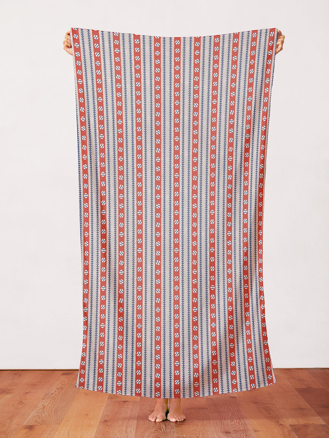 Baseball Stitch Stripes - Dark Blue/Red