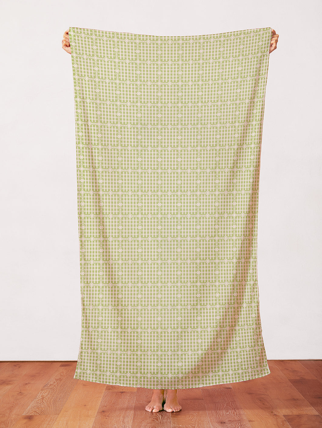 Floral Gingham - Light Green
