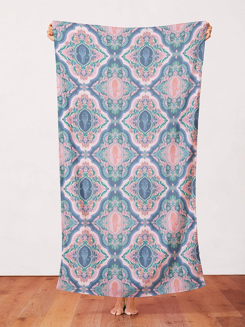 Damask Jungle Cats - Blue/Pink