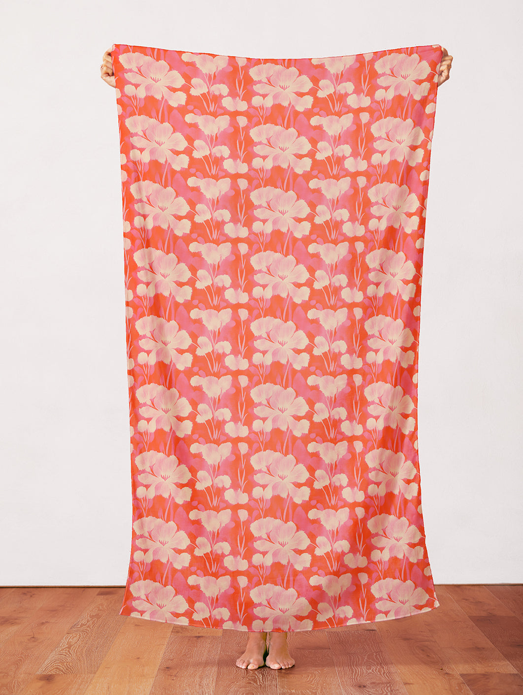 Abstract Florals - Cream on Red