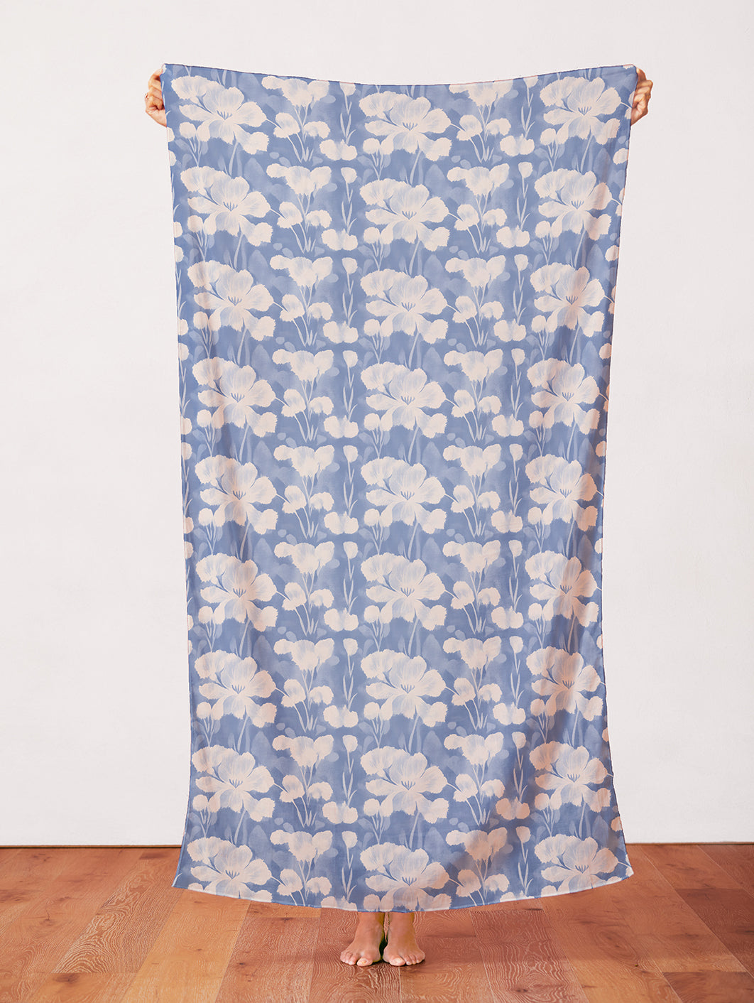 Abstract Florals - White on Blue