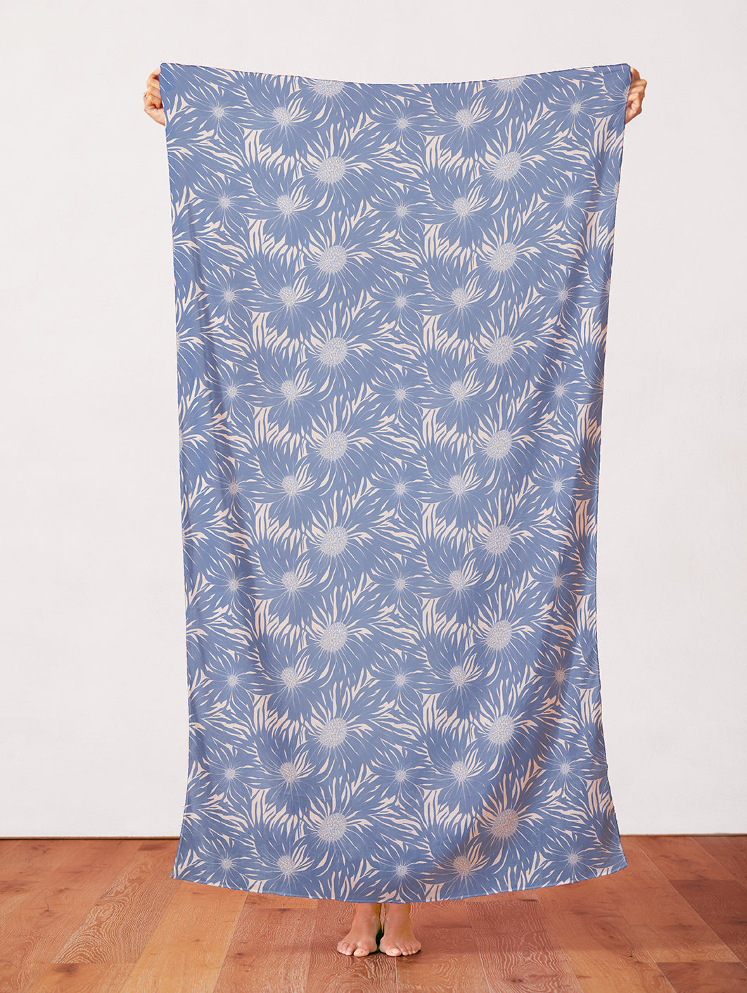 Whimsical Petals - Blue on White