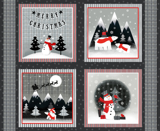 Red + Grey Christmas Panel