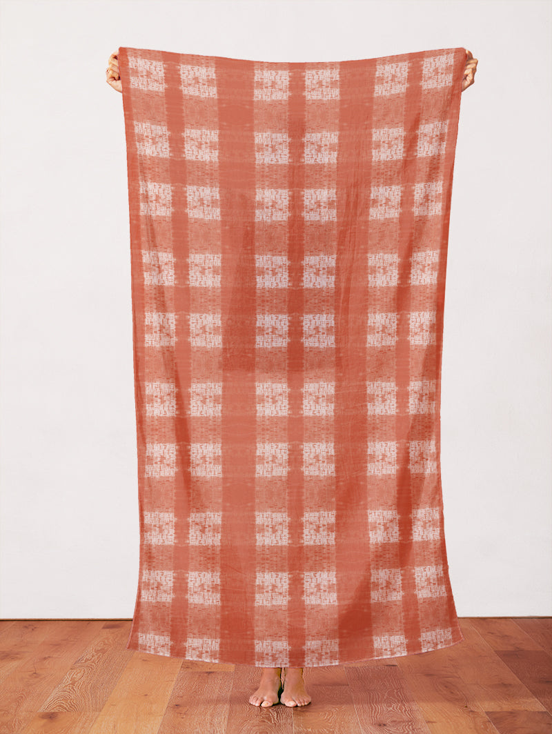 Pleat Plaid Shibori - Peach