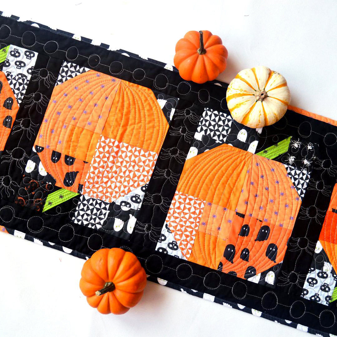 Patchwork Pumpkin Quilt Block and Table Runner