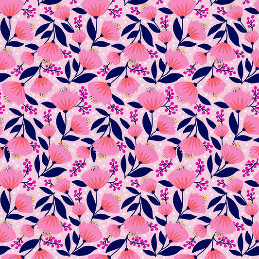 Fan Flowers - Light Pink/Navy