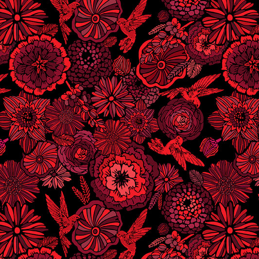 Flower Garden - Dark Red