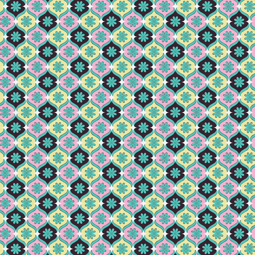 Floral Wallpaper - Teal/Pink