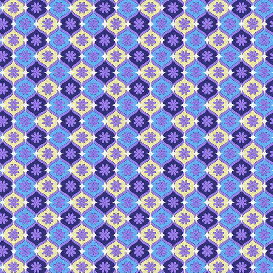 Floral Wallpaper - Purple/Blue
