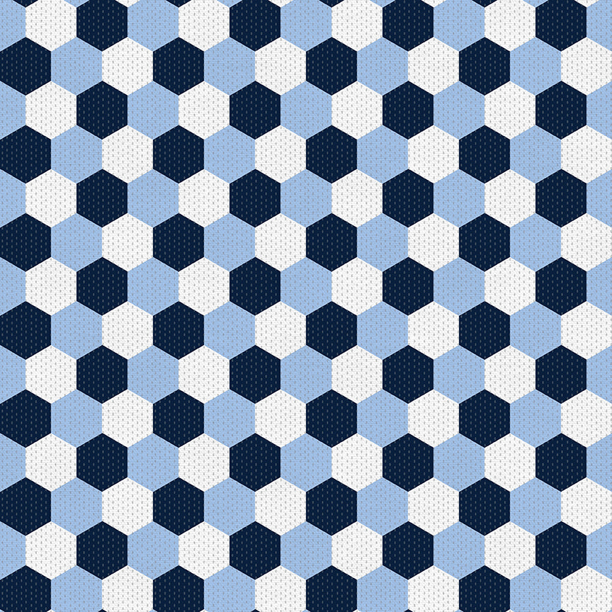 Hexagons - Blue/White