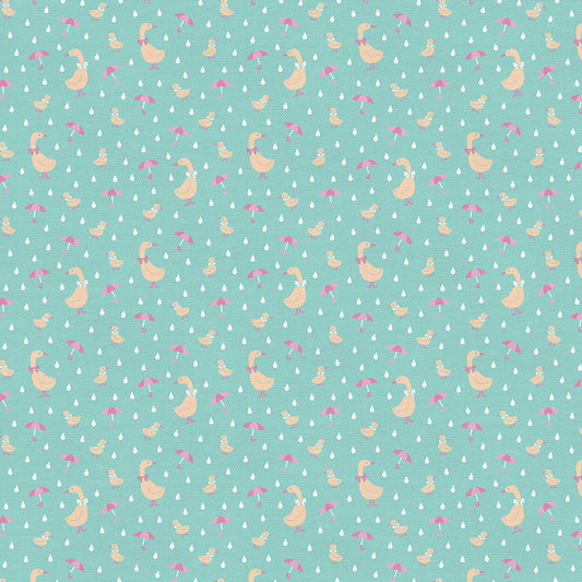 Ducks with Umbrellas - Teal