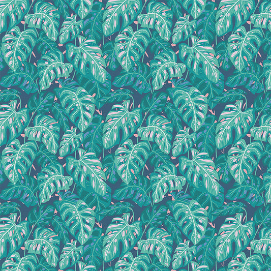 Monstera Canopy - Blue/Pink