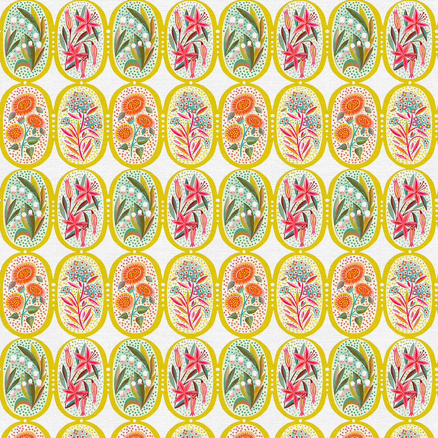 Flower Medallions - White/Green