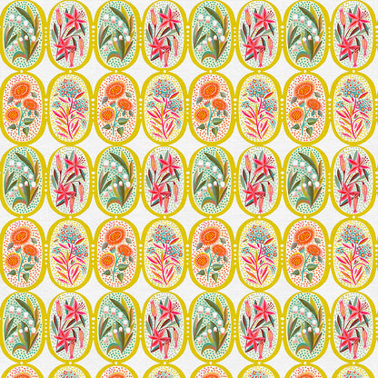 Flower Medallions - White/Green