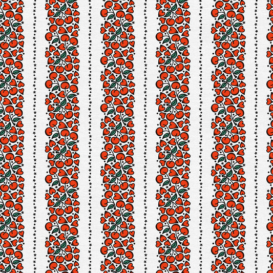 Cherry Heart Stripe Tattoos - White