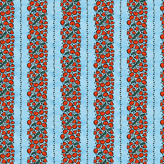 Cherry Heart Stripe Tattoos - Blue