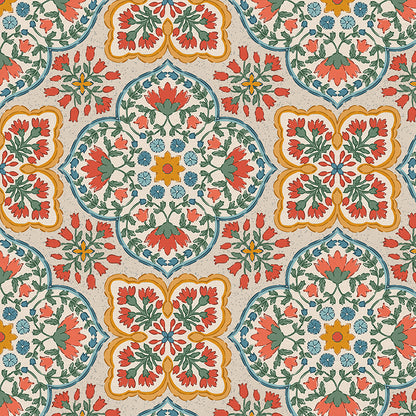 Blockprint Chic - Beige/Red