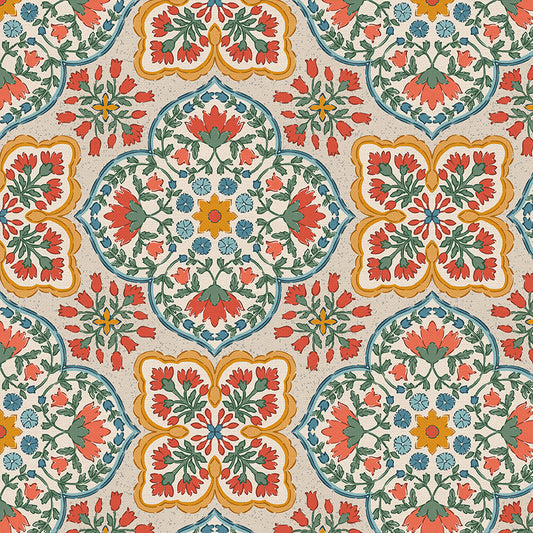 Blockprint Chic - Beige/Red