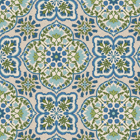 Blockprint Chic - Beige/Blue