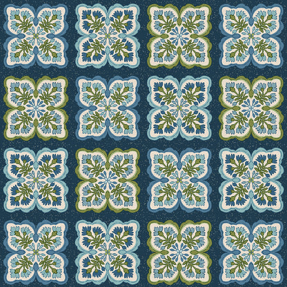 Floral Block - Blue/Green