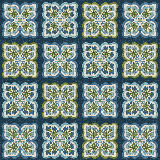 Floral Block - Blue/Green