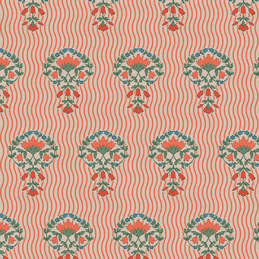 Wavy Blooms - Red/Blue