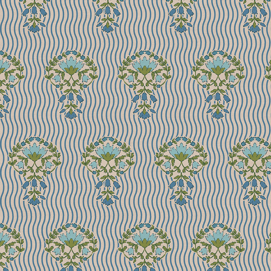 Wavy Blooms - Blue/Green