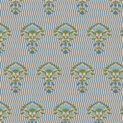 Wavy Blooms - Blue/Green