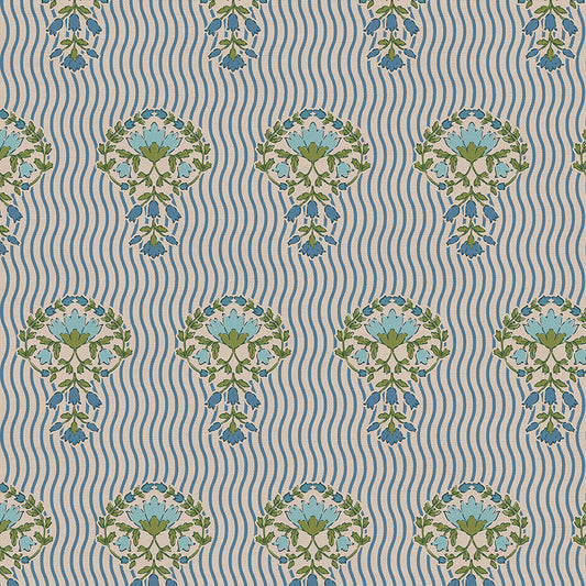 Wavy Blooms - Blue/Green
