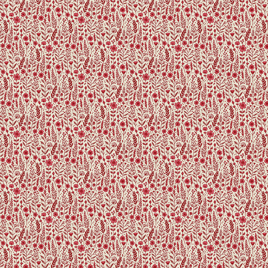Wildflowers - Red on White