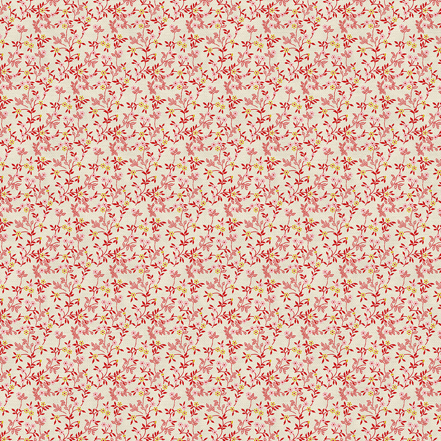 Stippled Branches - Red on White