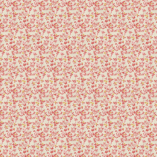 Stippled Branches - Red on White