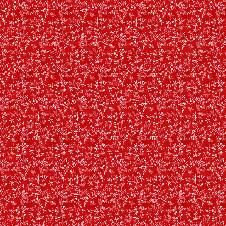 Stippled Branches - White on Red