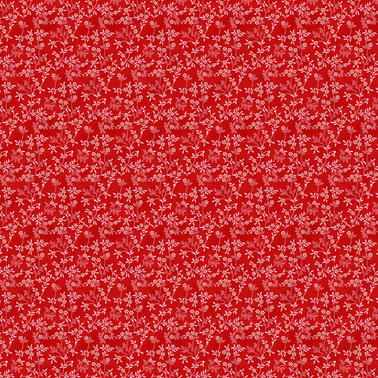 Stippled Branches - White on Red