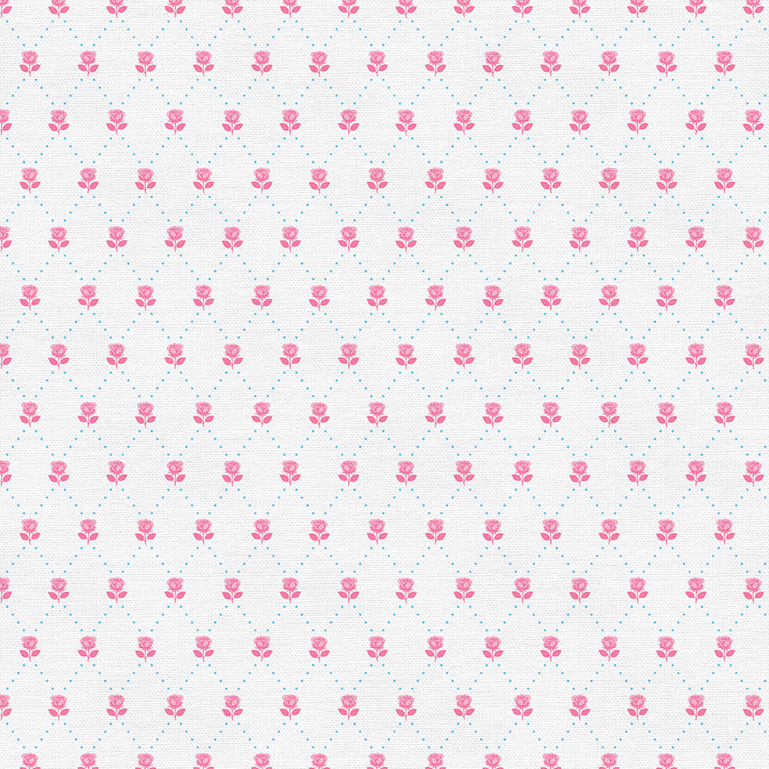 Ditsy Valentines Florals - White/Pink