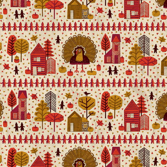 Thanksgiving Paper-Cut - Cream/Red