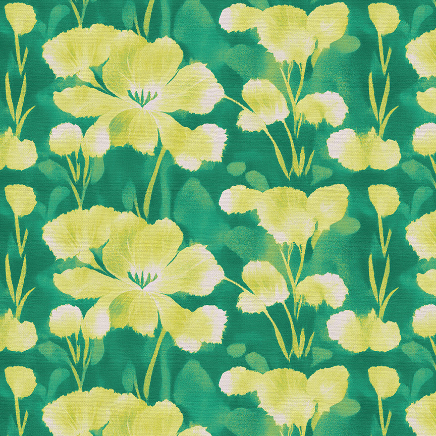 Abstract Florals - Chartreuse on Green