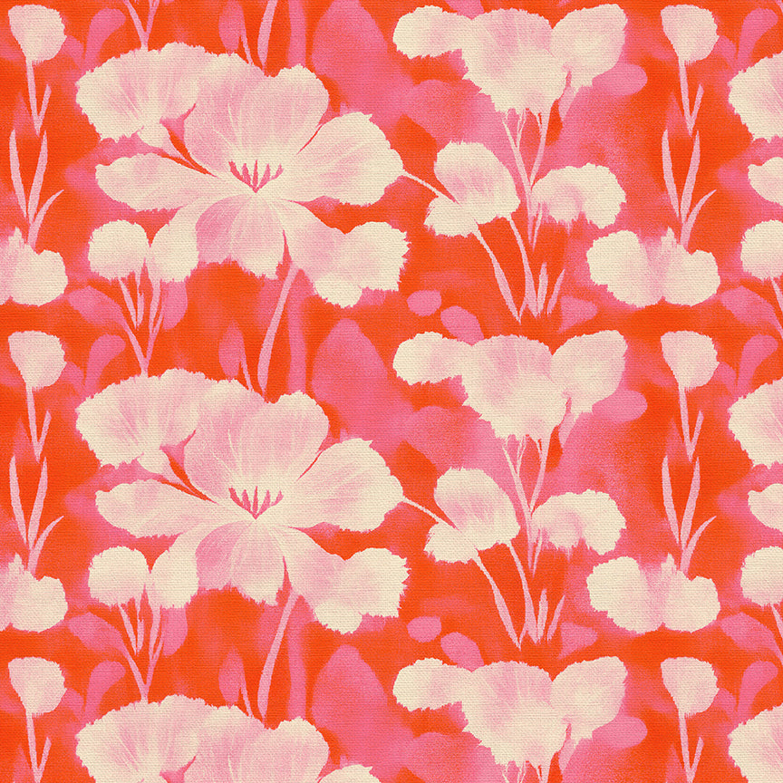 Abstract Florals - Cream on Red