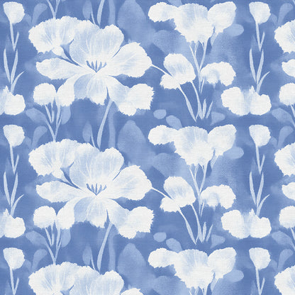 Abstract Florals - White on Blue