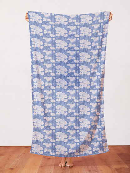 Abstract Florals - White on Blue