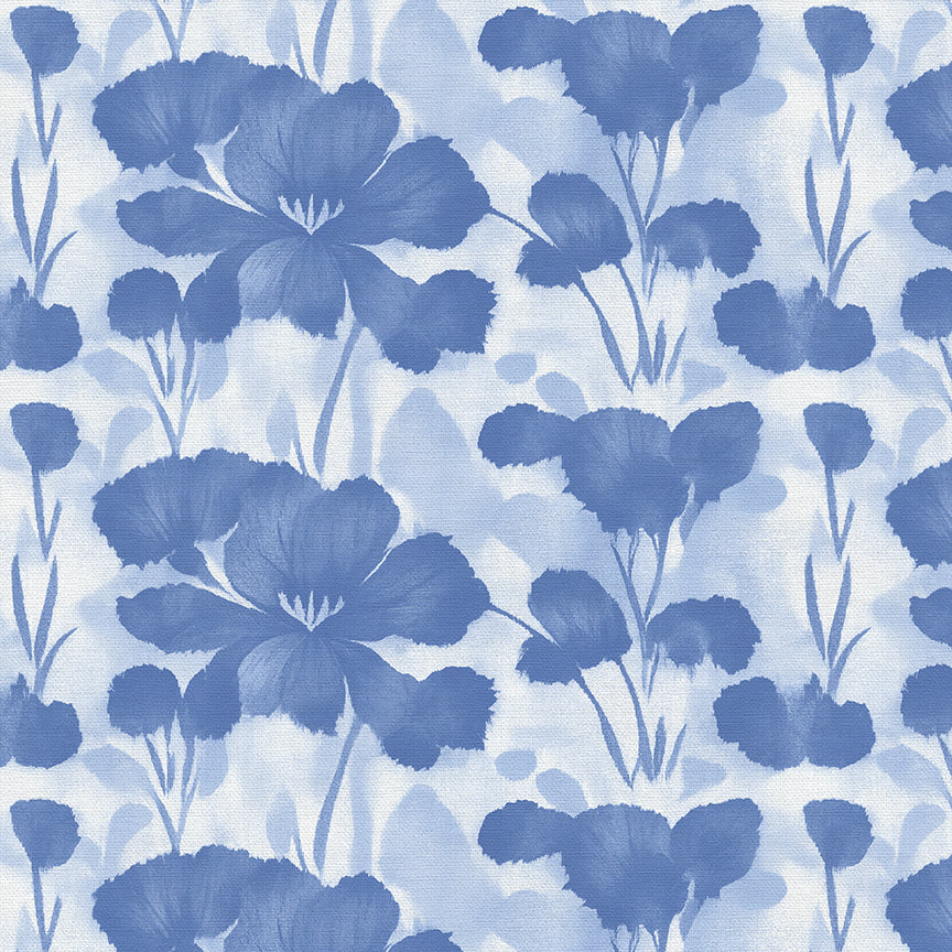 Abstract Florals - Blue on White