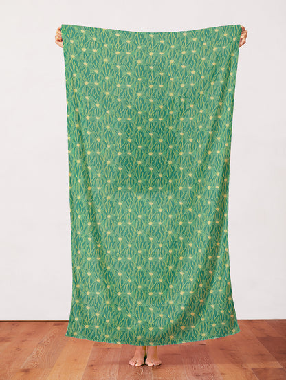 Floral Line Work - Chartreuse on Green