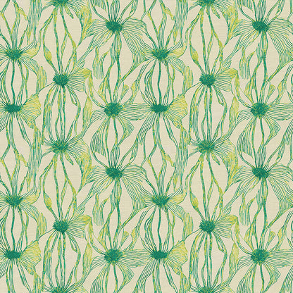 Floral Line Work - Green on Chartreuse