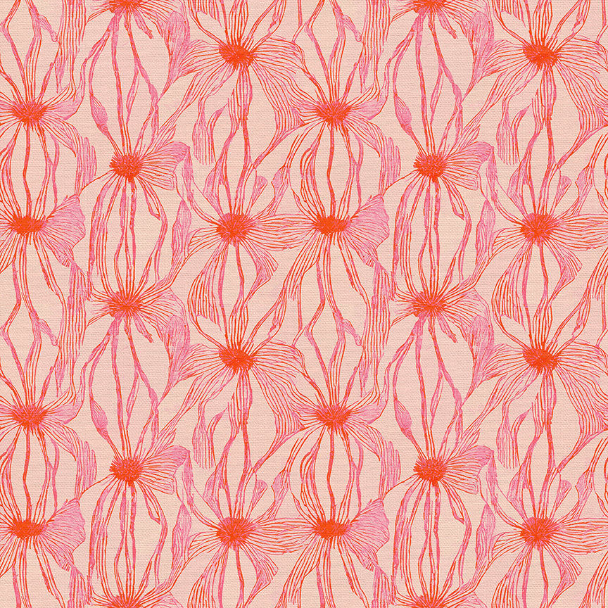 Floral Line Work - Red on Cream