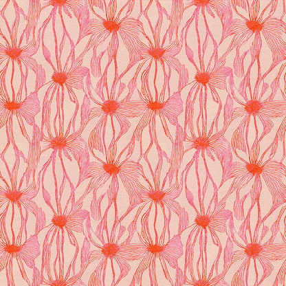 Floral Line Work - Red on Cream