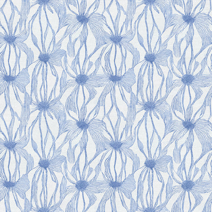 Floral Line Work - Blue on White
