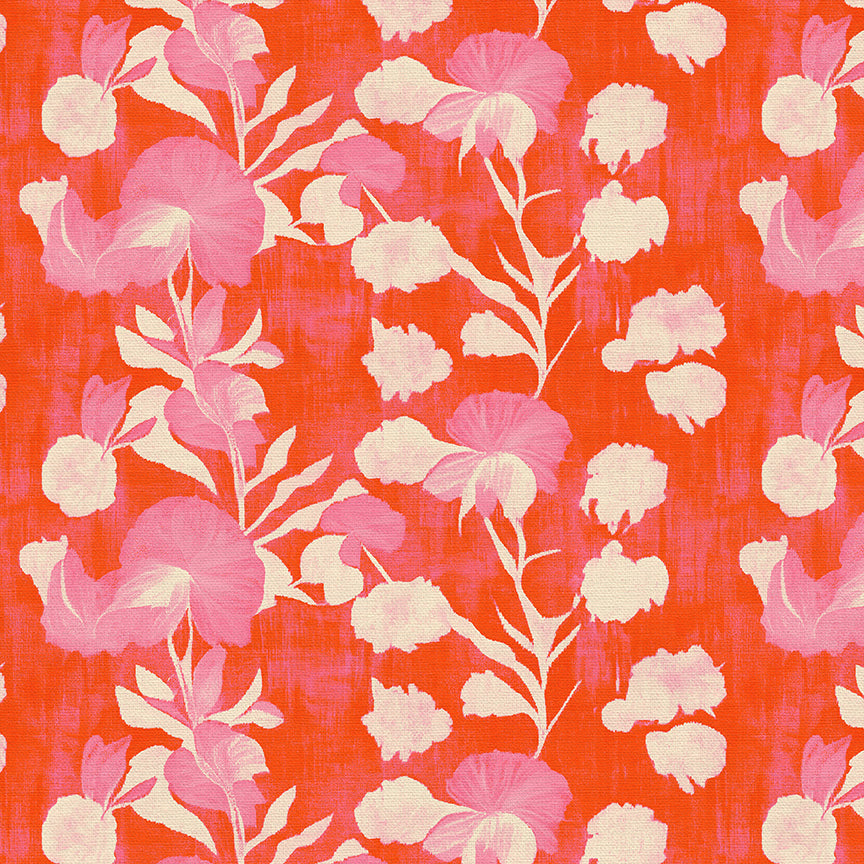 Garden Stems - Cream on Red