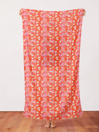 Garden Stems - Cream on Red